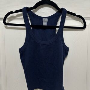 Tilly's navy razor back cropped tank top